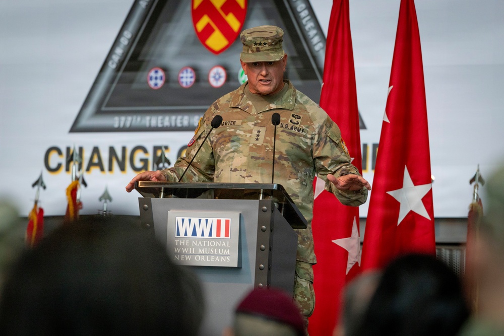 377th TSC holds change of command ceremony