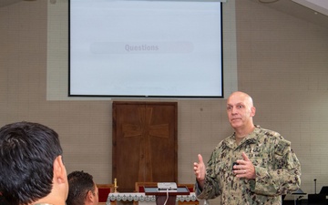 Commander of NECC holds All Hands Call onboard Naval Station Rota