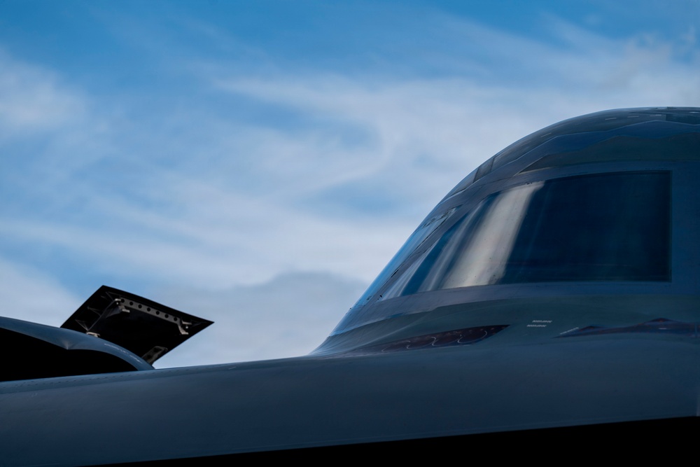 Two B-2 Spirits hot-pit at Joint Base Pearl Harbor-Hickam during BTF deployment