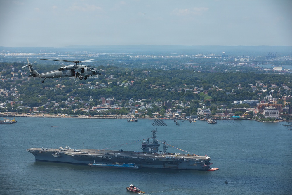 Air Test and Evaluation Squadron One flies during International Naval Review 250