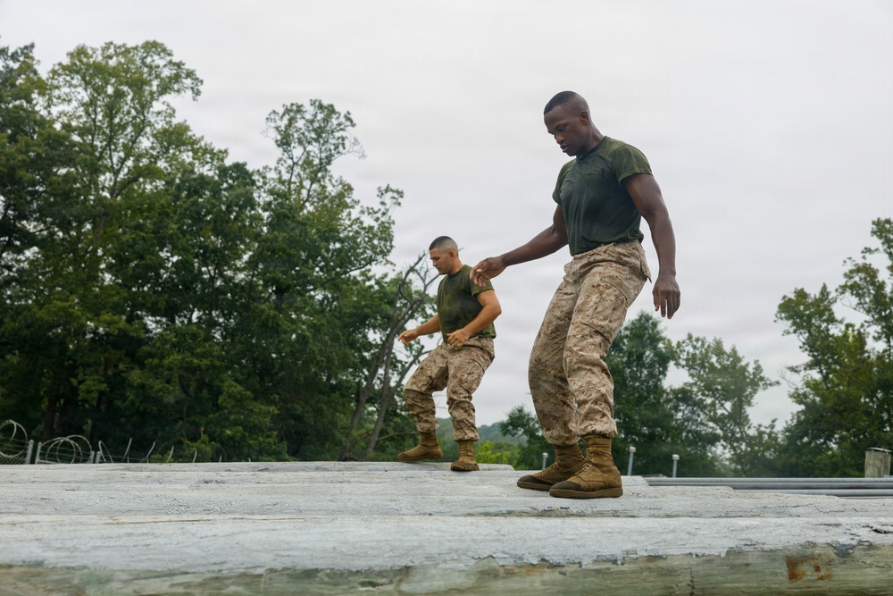 OCC 252 Company D Conducts The Obstacle Course
