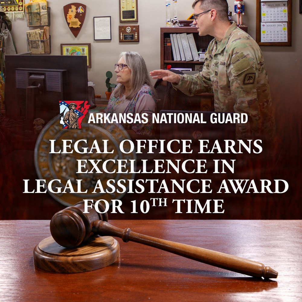 Arkansas National Guard legal assistance office earns Army award for 10th time