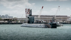 Republic of Korea Navy Dosan Ahn Changho (SS 038) departs Pearl Harbor to begin RIMPAC 2026 sea phase
