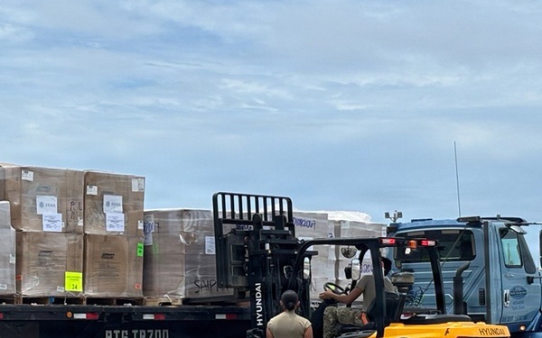 Pallets of Supplies Arrive to be Sent to Saipan