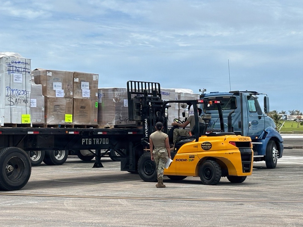 Pallets of Supplies Arrive to be Sent to Saipan