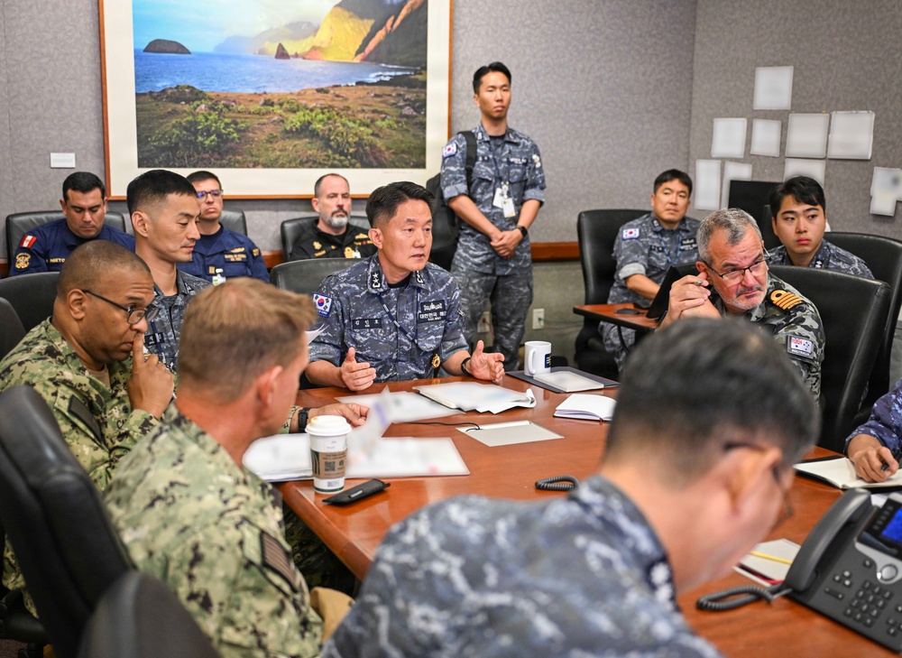 Multinational partners participate in the commander's update briefing RIMPAC 2026