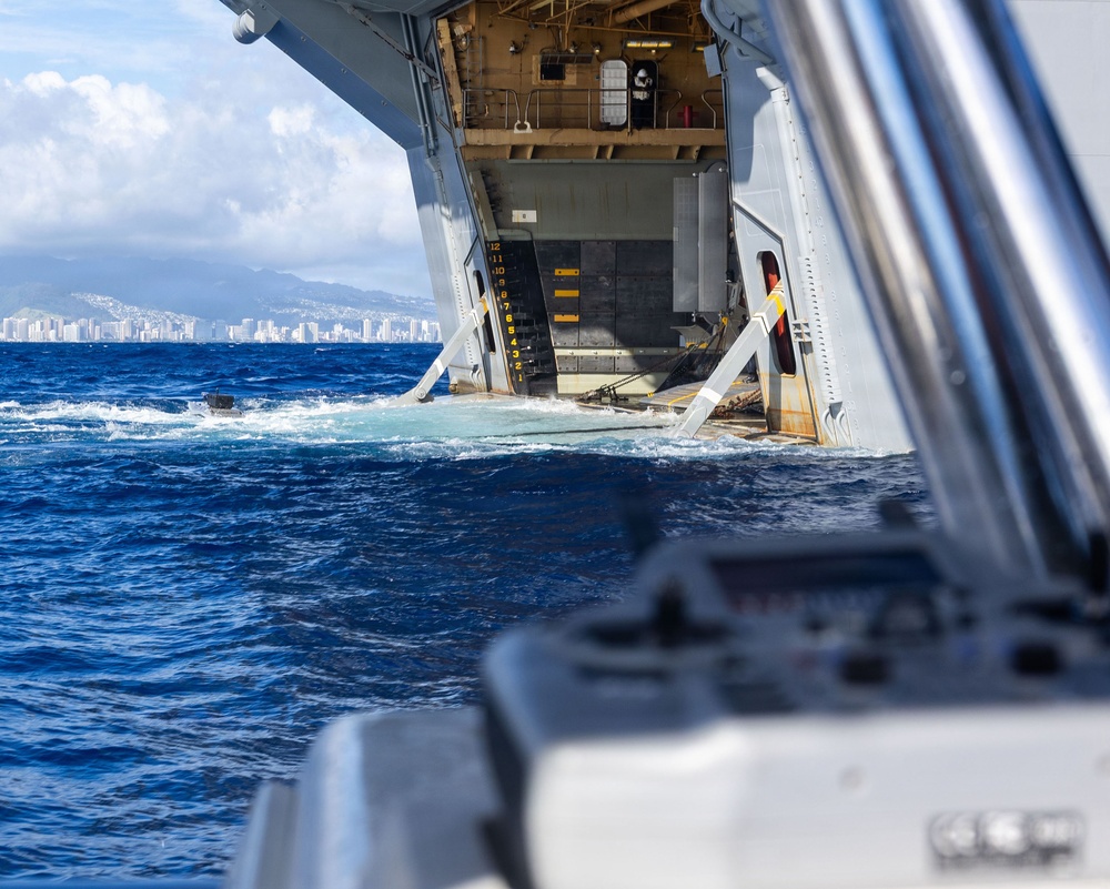 Digitally crewed surface vessel departs from USS Essex during RIMPAC 2026