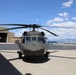 U.S. Army UH-60 Black Hawk helicopter sits on flight line at military installation
