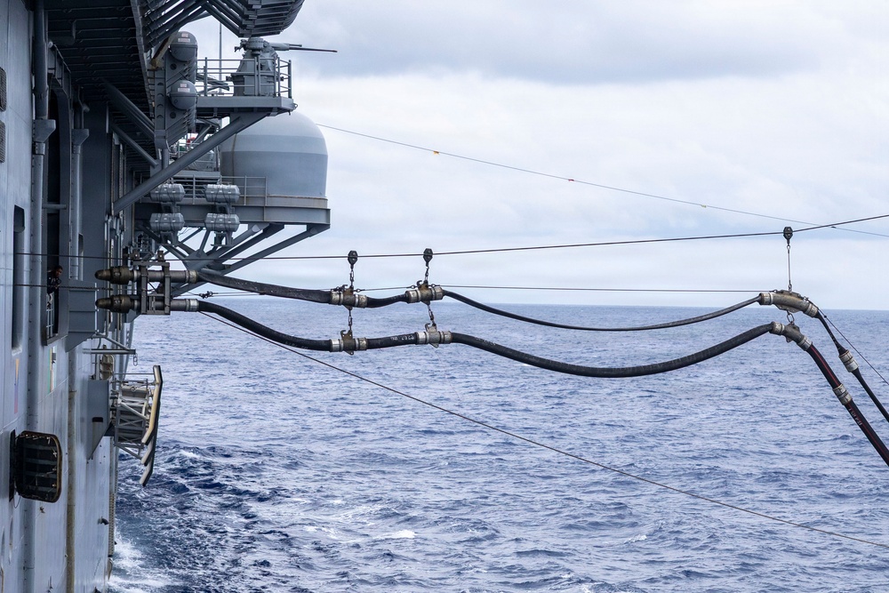 USS Kearsarge LHD 3 Conducts Replenishment at Sea