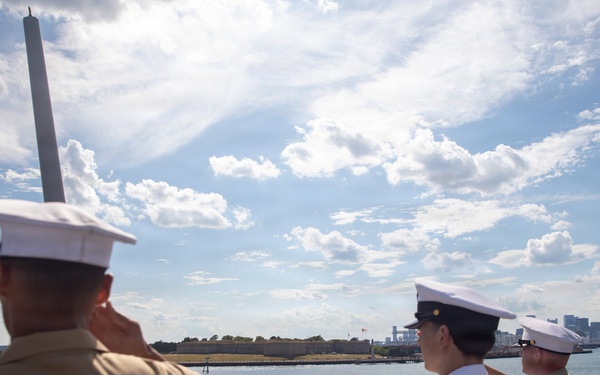 USS Arlington (LPD 24) arrives in Boston for SAIL 250 Boston