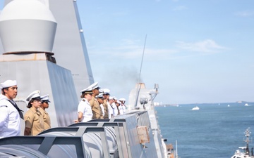 USS Arlington (LPD 24) arrives in Boston for SAIL 250 Boston