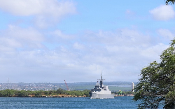 RSS Steadfast departs Pearl Harbor to begin RIMPAC 2026 sea phase