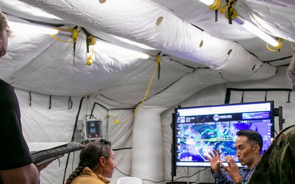 U.S. Marine Corps Maj. Serena Simeoli conducts a simulated media interview during RIMPAC 2026