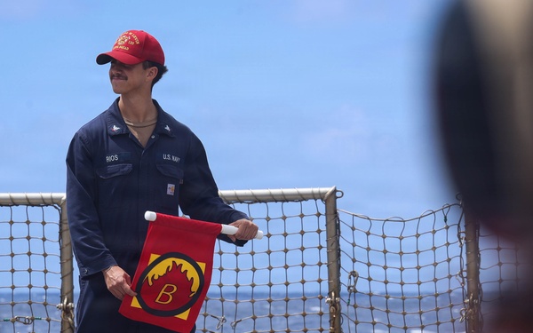 USS Carl M. Levin conducts firefighting drills during RIMPAC 2026