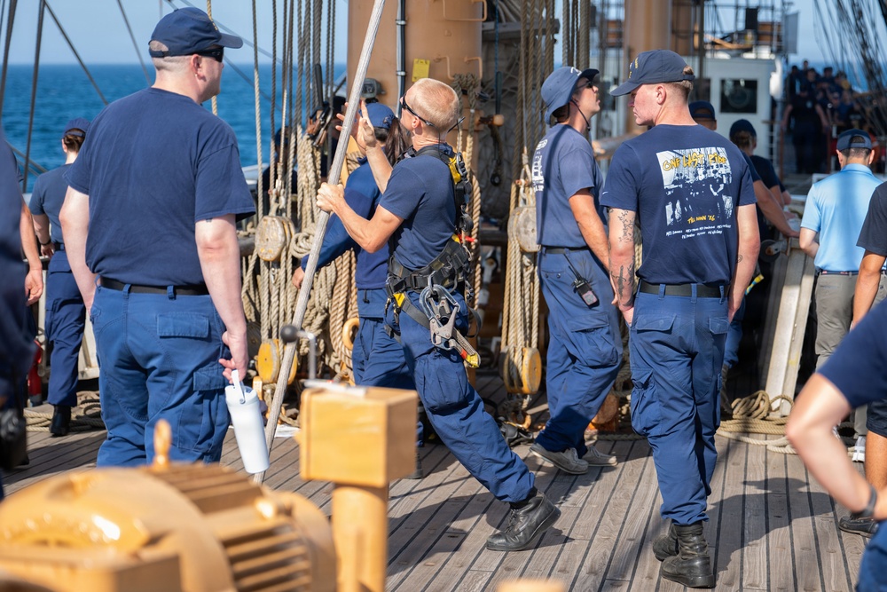 US Coast Guard Cutter Eagle participates in Sail250 Five Sisters Race to Boston
