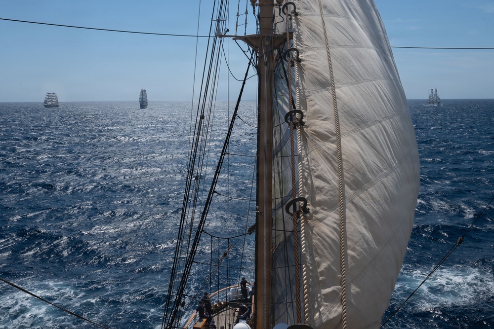 US Coast Guard Cutter Eagle participates in Sail250 Five Sisters Race to Boston