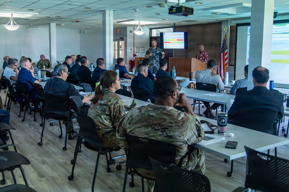 Partner nations participate in an Area Maritime Security Training and Exercise Program tabletop exercise during RIMPAC 2026