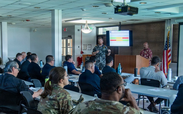 Partner nations participate in an Area Maritime Security Training and Exercise Program tabletop exercise during RIMPAC 2026