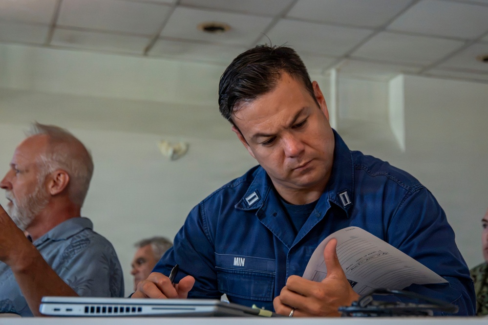 Partner nations participate in an Area Maritime Security Training and Exercise Program tabletop exercise during RIMPAC 2026