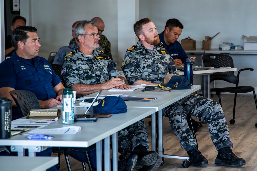 Partner nations participate in an Area Maritime Security Training and Exercise Program tabletop exercise during RIMPAC 2026