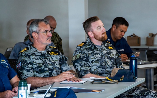 Partner nations participate in an Area Maritime Security Training and Exercise Program tabletop exercise during RIMPAC 2026