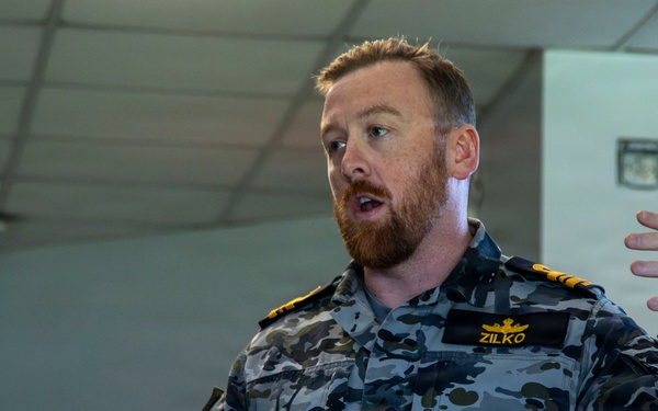 Partner nations participate in an Area Maritime Security Training and Exercise Program tabletop exercise during RIMPAC 2026
