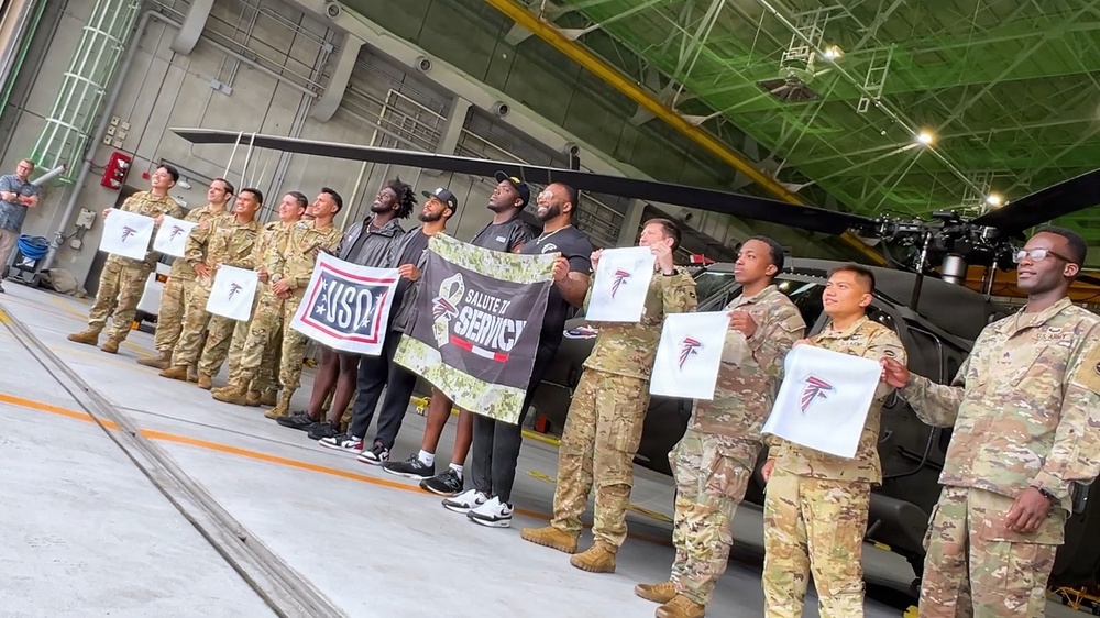 Atlanta Falcons players touch down in Japan for USO visit to Camp Zama