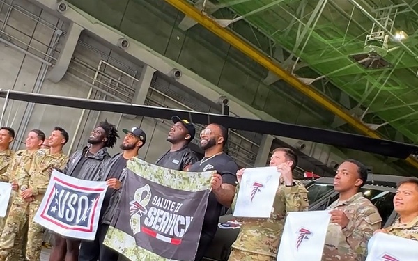 Atlanta Falcons players touch down in Japan for USO visit to Camp Zama