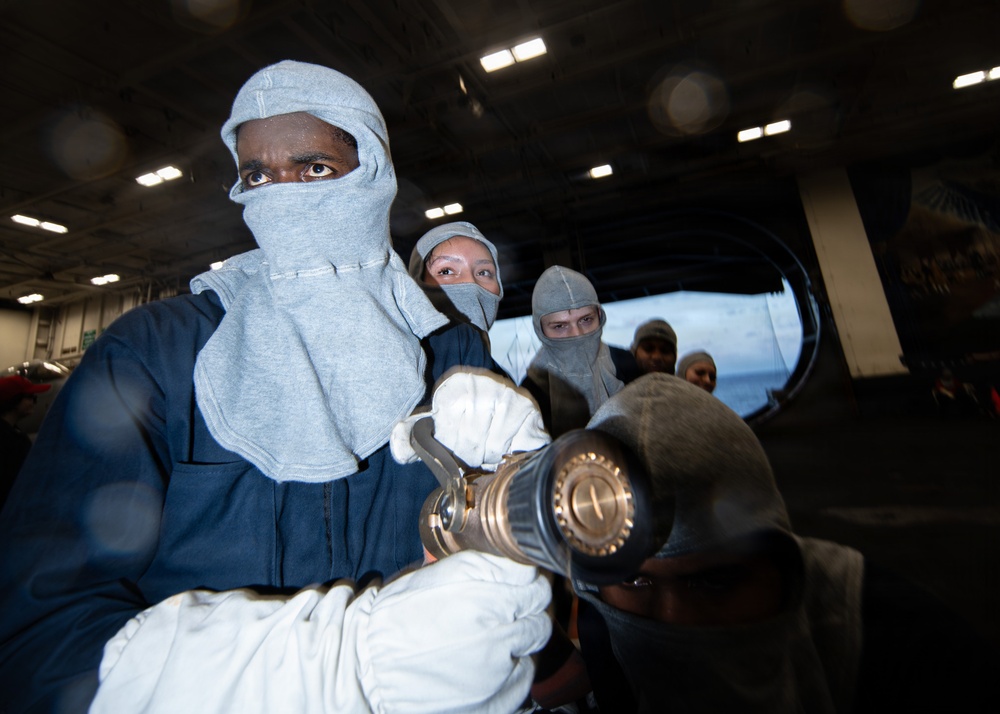 George Washington Conducts General Quarters Drill