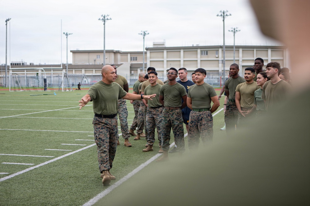 MCIPAC Sgt. Maj. conducts PT with MCAS Iwakuni Marines and Sailors