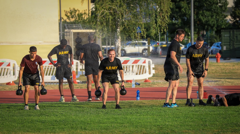 USAFRICOM command senior enlisted leader joins SETAF-AF Soldiers for physical readiness training