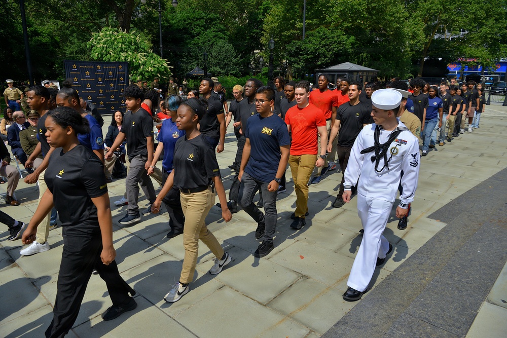 Recruiters host Joint Oath of Enlistment, Drill Team Performance at City Hall