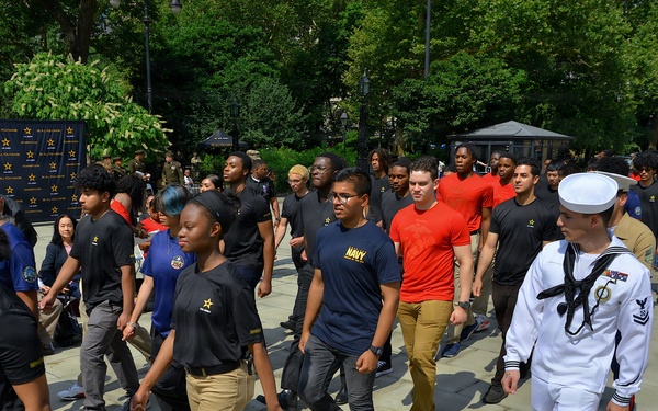 Recruiters host Joint Oath of Enlistment, Drill Team Performance at City Hall