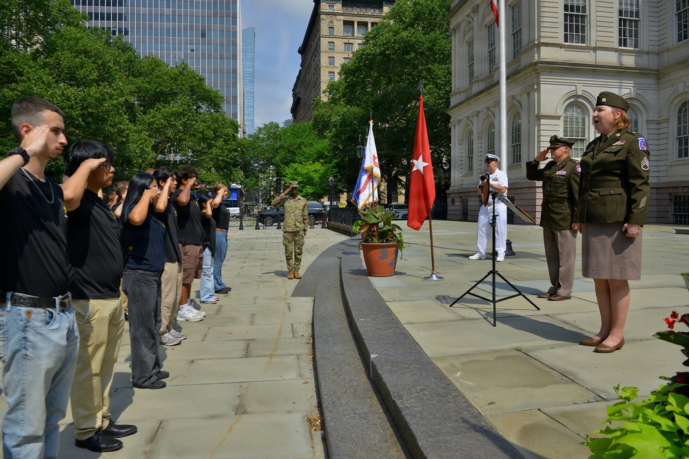 Recruiters host Joint Oath of Enlistment, Drill Team Performance at City Hall