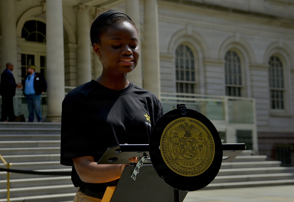 Recruiters host Joint Oath of Enlistment, Drill Team Performance at City Hall