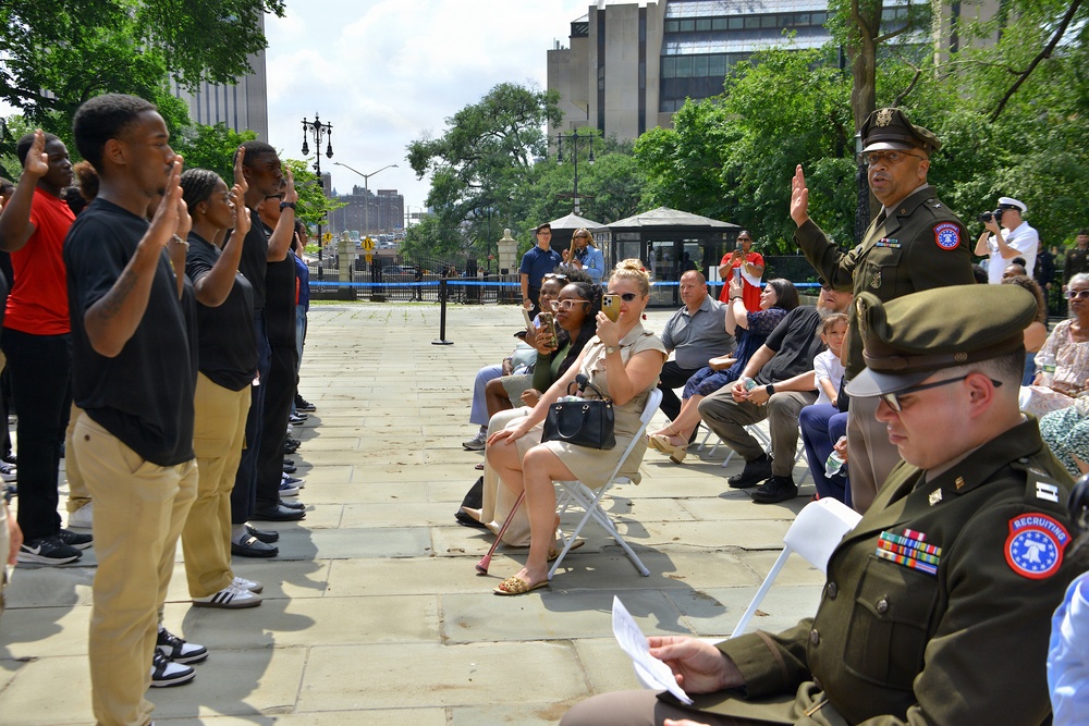 Recruiters host Joint Oath of Enlistment, Drill Team Performance at City Hall