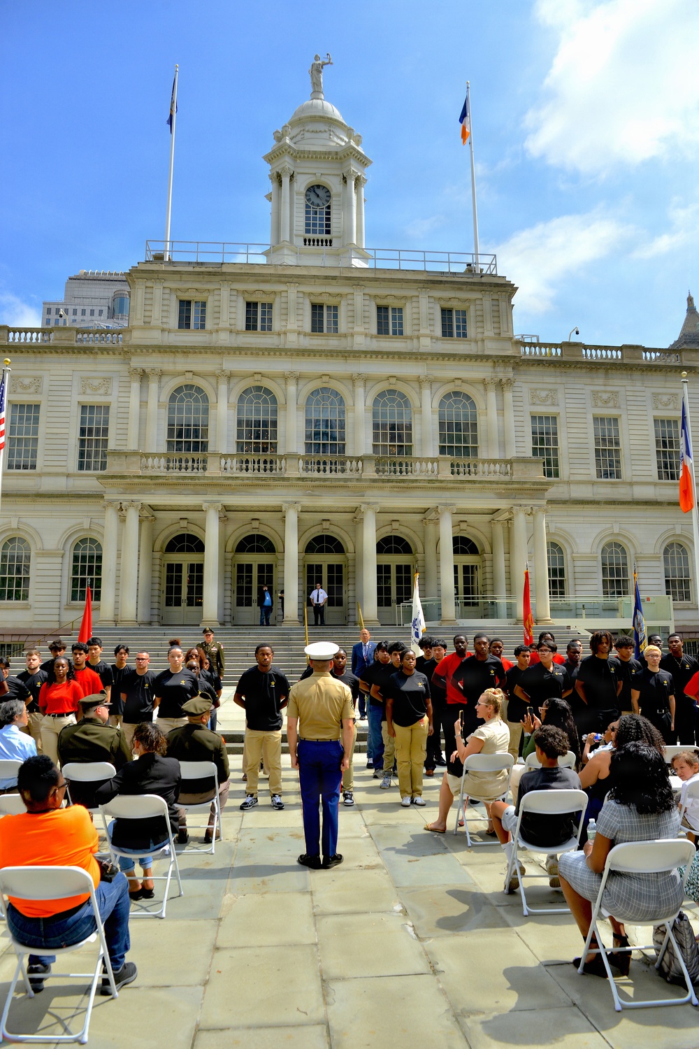 Recruiters host Joint Oath of Enlistment, Drill Team Performance at City Hall