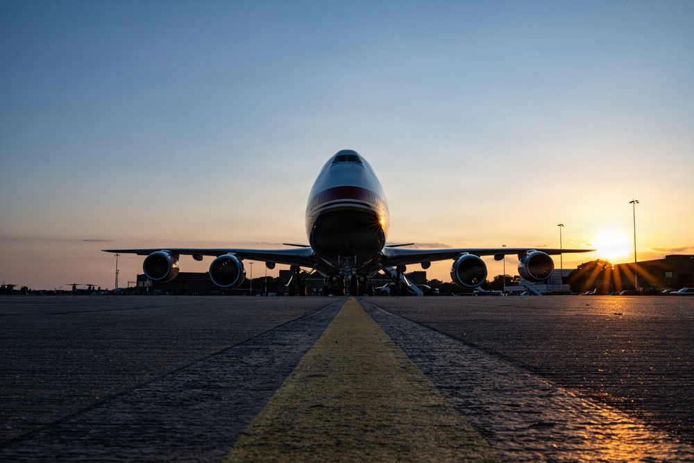 New Air Force One stops at RAF Mildenhall