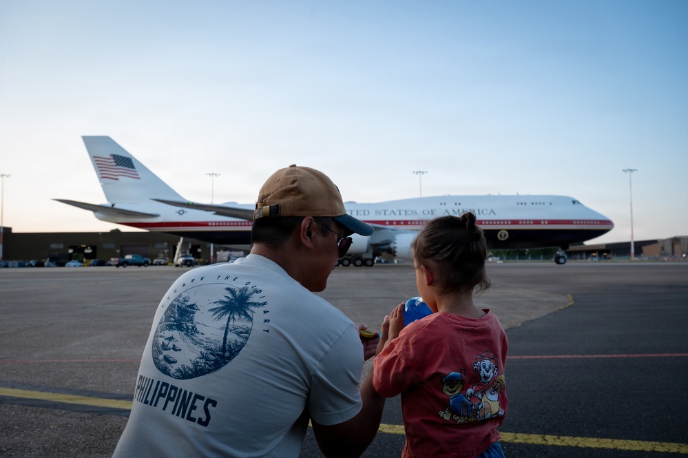 New Air Force One stops at RAF Mildenhall