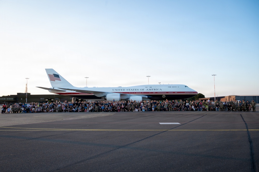 New Air Force One stops at RAF Mildenhall
