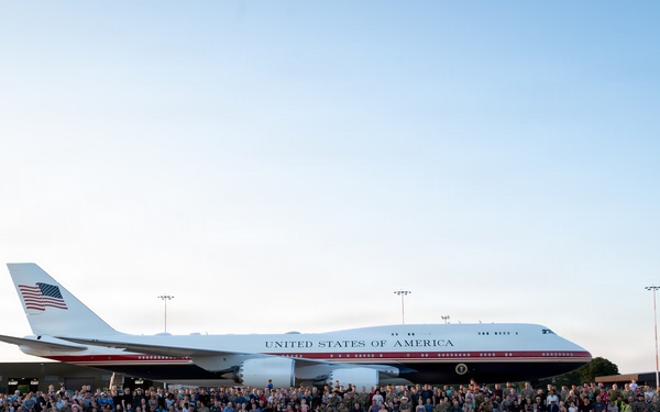 New Air Force One stops at RAF Mildenhall