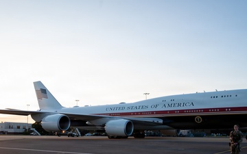 New Air Force One stops at RAF Mildenhall