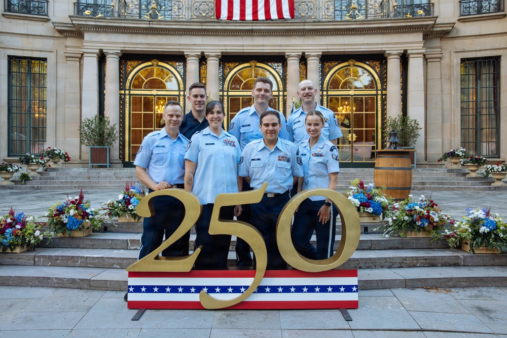 U.S. Air Forces in Europe Band celebrate "Freedom 250" at Ambassador Nicholas Merrick's residence in Prague, Czech Republic