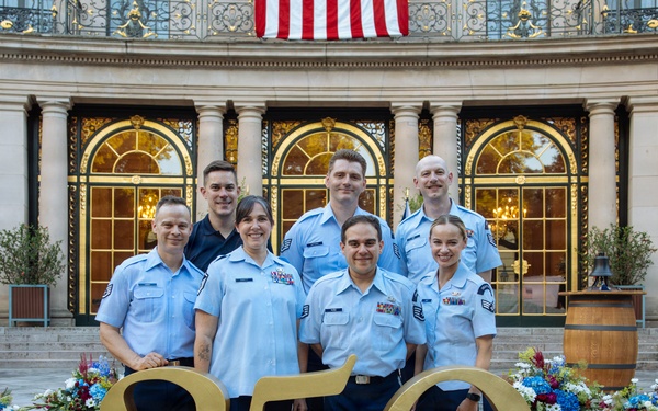 U.S. Air Forces in Europe Band celebrate "Freedom 250" at Ambassador Nicholas Merrick's residence in Prague, Czech Republic
