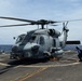 An MH-60R Seahawk helicopter, assigned to Helicopter Maritime Strike Squadron (HSM) 48, readies for flight aboard the littoral combat ship USS Billings (LCS 15).