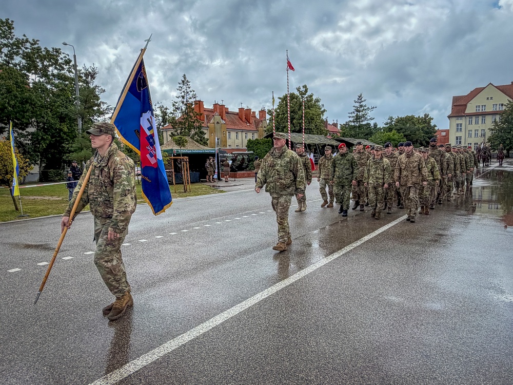U.S. Army and NATO Soldiers participate in the celebration of 32nd anniversary of the 15th Giżycko Mechanized Brigade in Poland