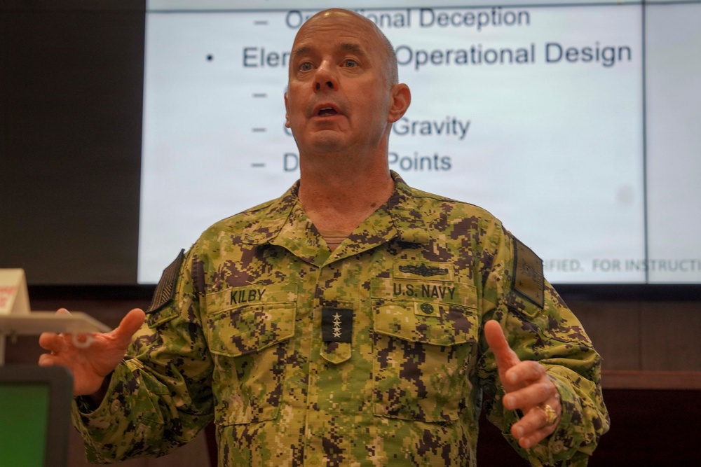 Vice Chief of Naval Operations talks to U.S. Naval War College students, faculty