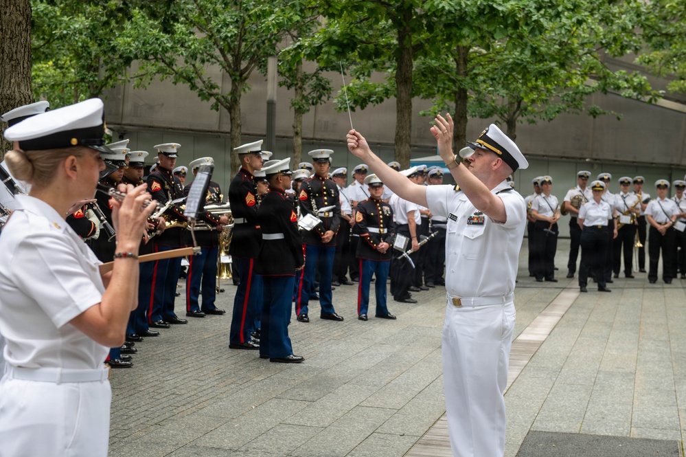 Military Bands Perform at 9/11 Memorial During Sail250