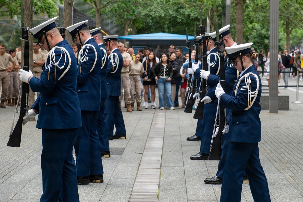 Coast Guard Ceremonial Honor Guard Performs at 9/11 Memorial during Sail 250
