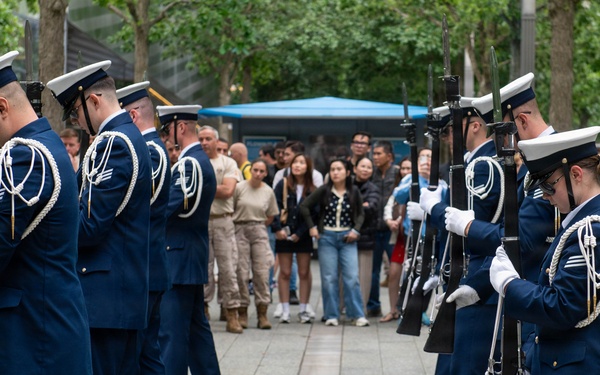 Coast Guard Ceremonial Honor Guard Performs at 9/11 Memorial during Sail 250